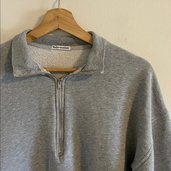 Reformation Marla Half Zip Cropped Sweatshirt Women’s‎ Size XS Gray - Picture 4 of 7